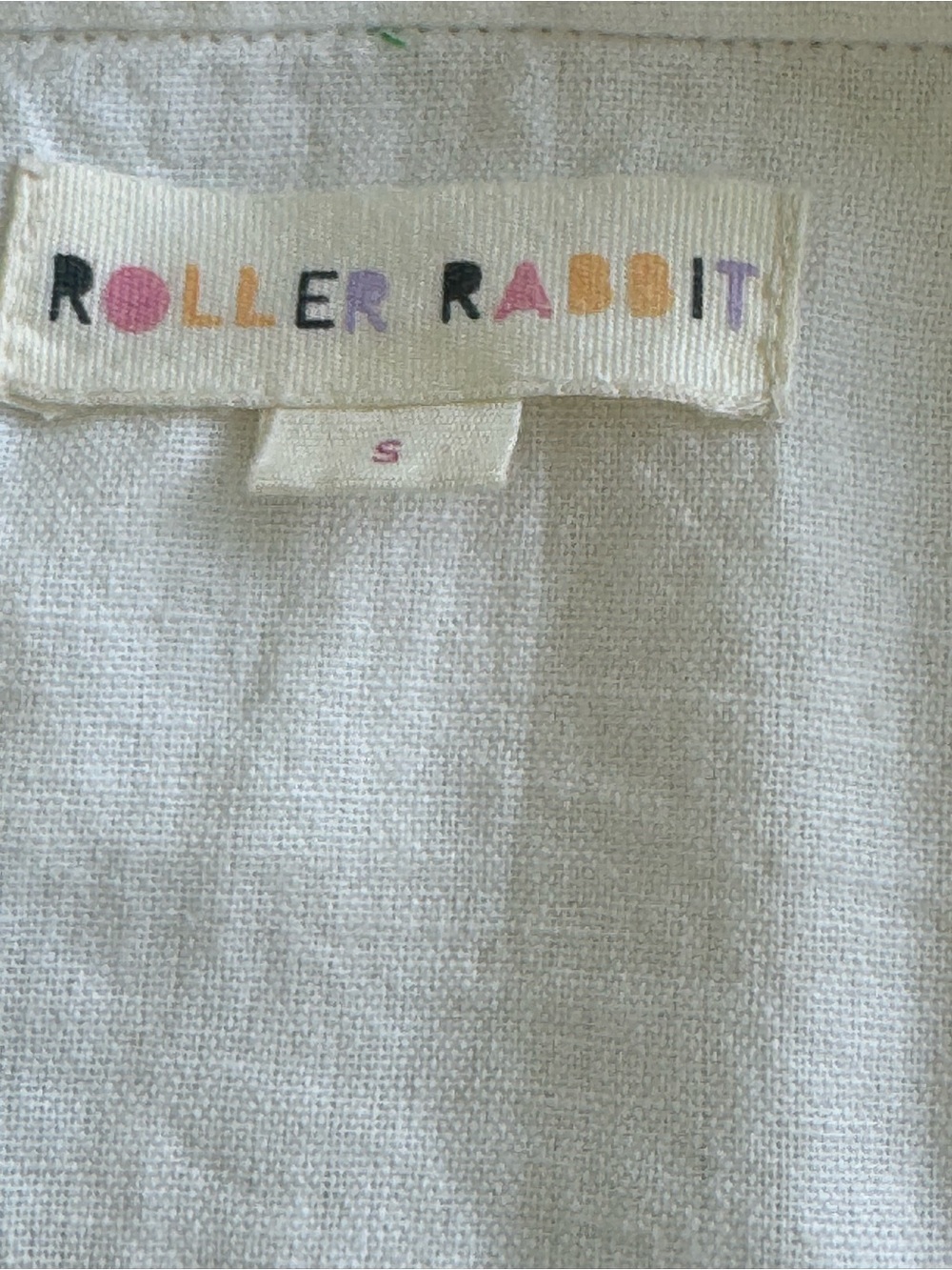 Roller Rabbit Embroidery Caftan Tie Dress White Pink Floral Dress Size S - Picture 9 of 10